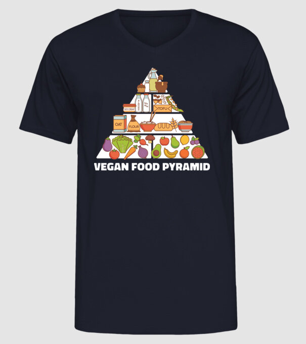 Piramidă vegan model albastru închis pe tricou