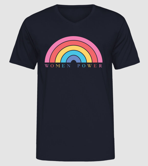Women Power Curcubeu Ziua Femeii model albastru închis pe tricou