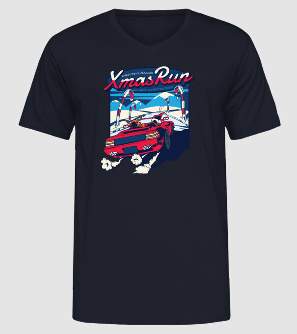 Xmas Outrun Retro Jucărie Crăciun model albastru închis pe tricou