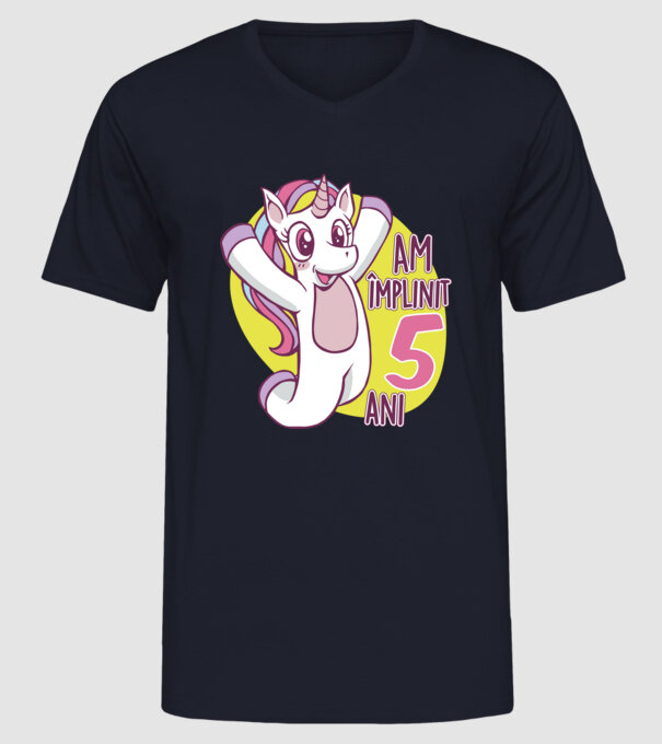 Am împlinit 5 ani model albastru închis pe tricou