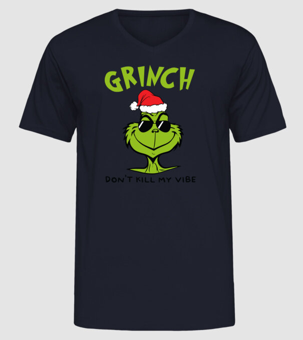 Grinch - Don't kill my vibe model albastru închis pe tricou