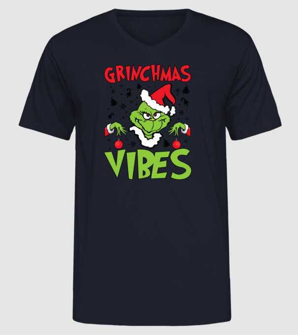 Grinchmas Vibes - Grinch model albastru închis pe tricou