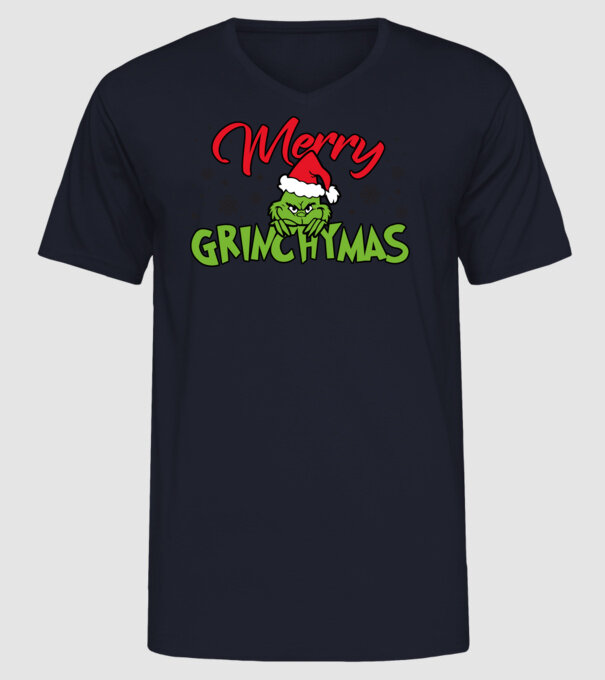 Merry Grinchymas - Grinch model albastru închis pe tricou