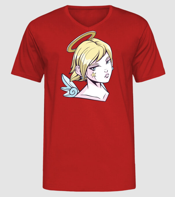 Anime Fată angelică model roșu pe tricou