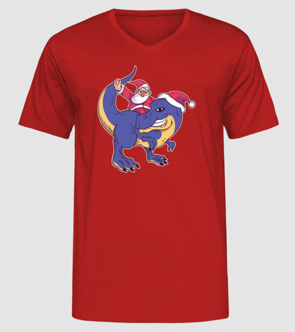 Santasaurus Moș Crăciun pe dinozaur model roșu pe tricou
