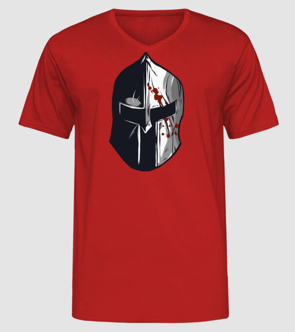 Cască războinic Sparta model roșu pe tricou