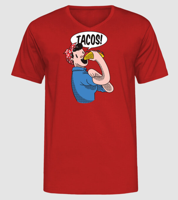 Tacos feminism model roșu pe tricou