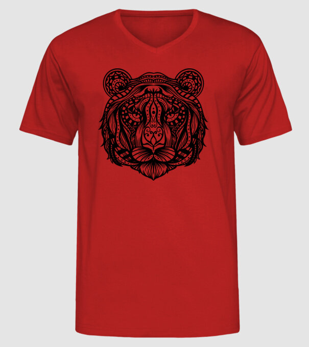 Tigru Mandala model roșu pe tricou