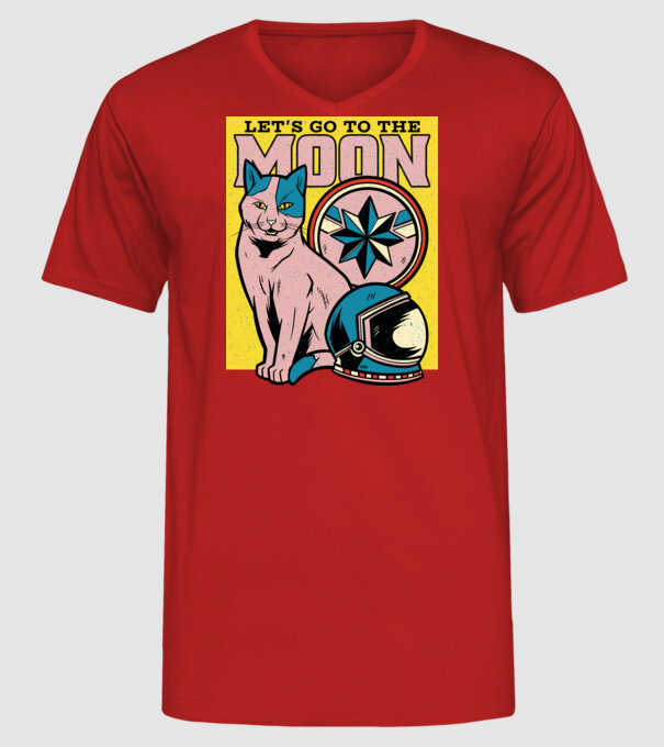 To the moon Pisică model roșu pe tricou
