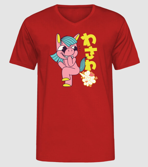Bășică Unicorn model roșu pe tricou