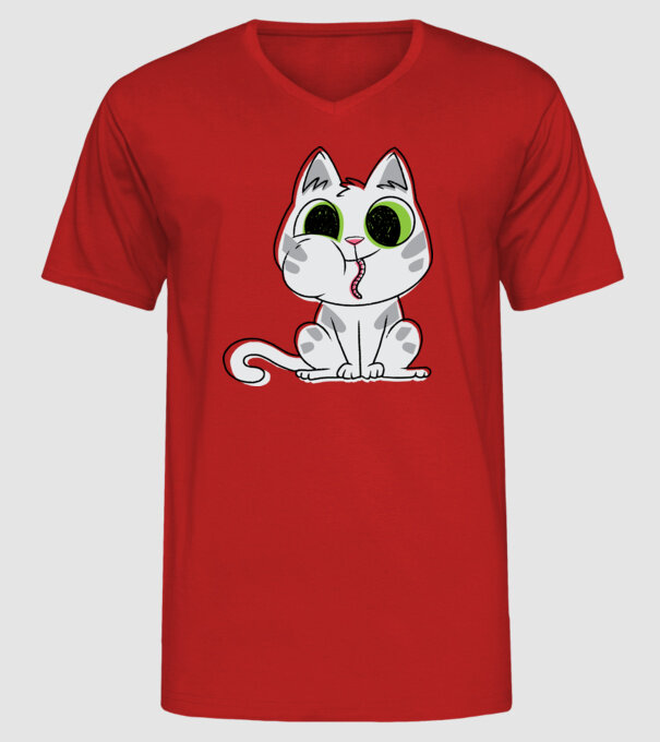 Pisicuță amuzantă model roșu pe tricou