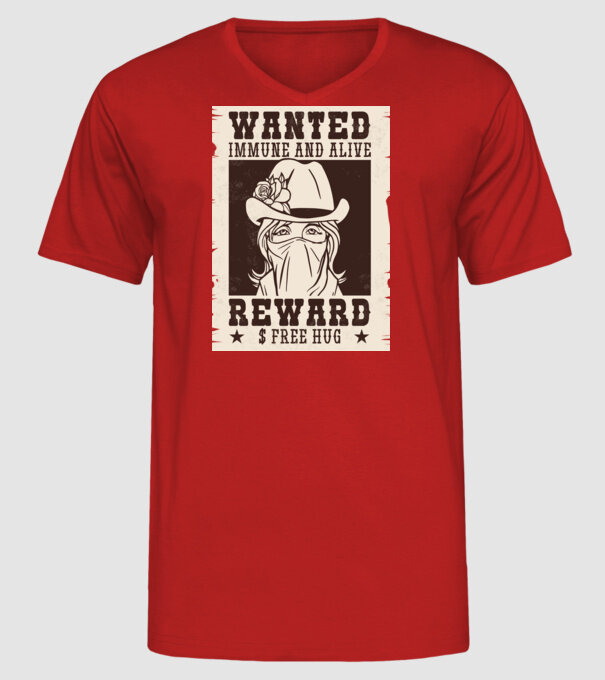 Afiș Wanted - Îmbrățișări gratuite model roșu pe tricou