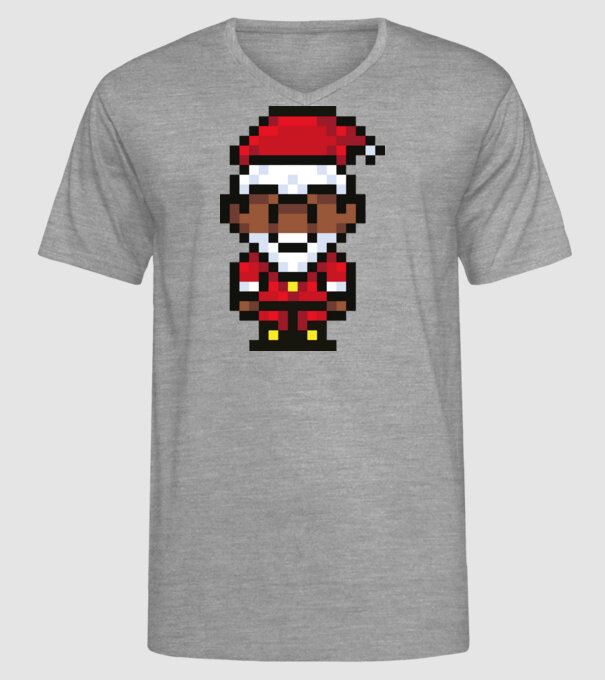 8bit pixel Moș Crăciun model gri pe tricou