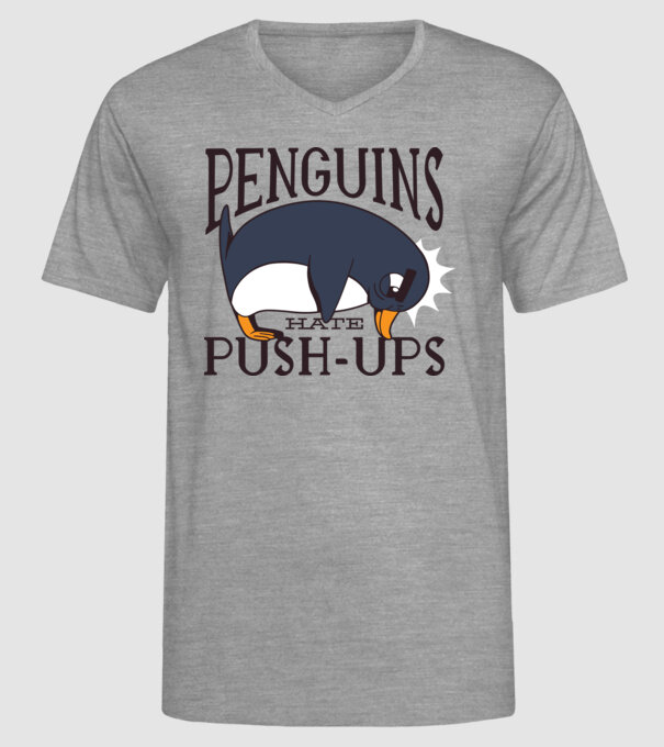 Pinguinii urăsc flotările model gri pe tricou