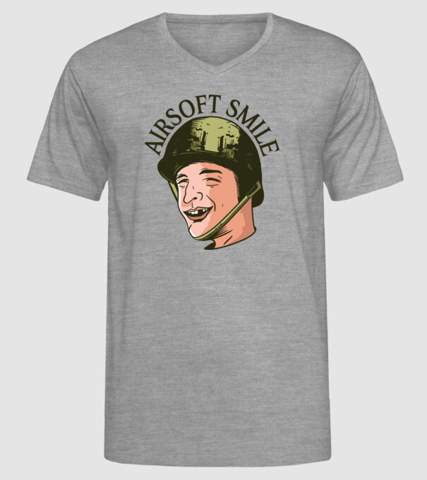 Zâmbet Airsoft model gri pe tricou