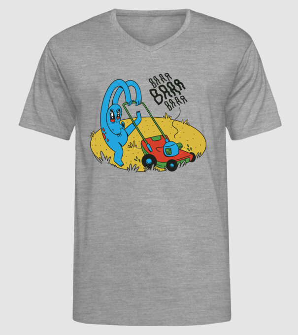 Alien cu Mașină de tuns iarba model gri pe tricou