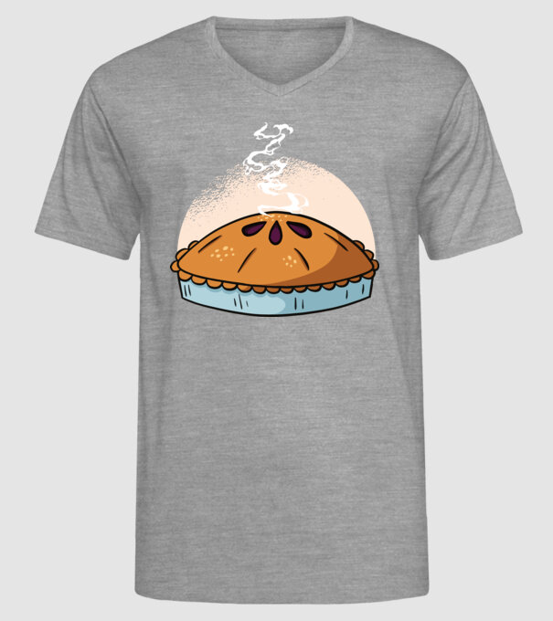 Plăcintă cu mere model gri pe tricou