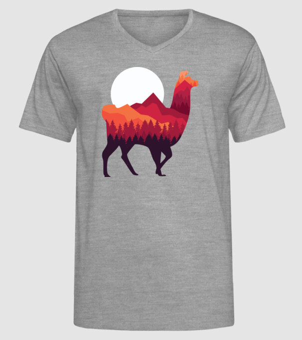 Pădure Alpaca model gri pe tricou