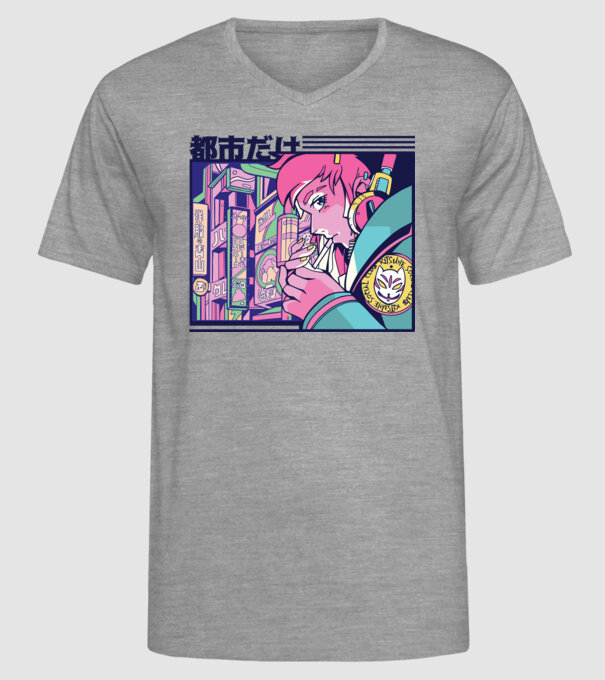 Anime Țigaretă model gri pe tricou