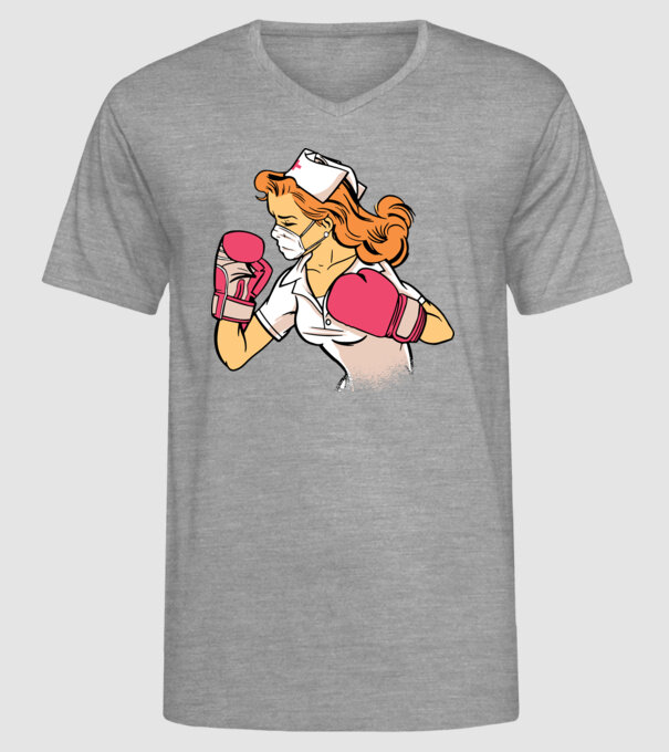 Asistentă Boxer model gri pe tricou