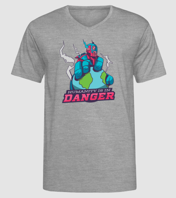 Omenirea în pericol model gri pe tricou
