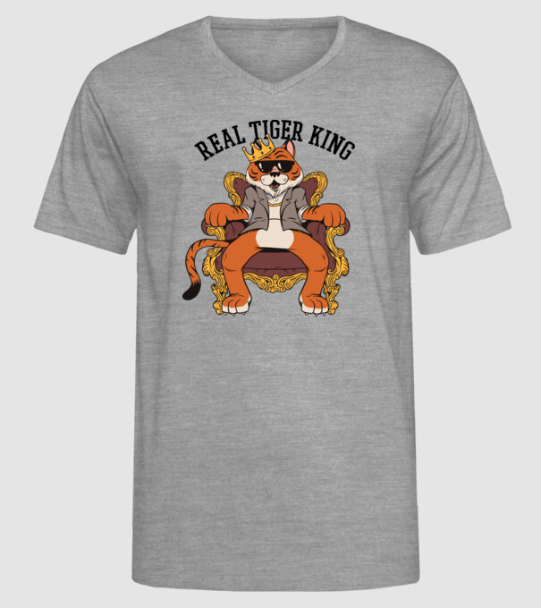 Adevăratul Rege Tigru model gri pe tricou