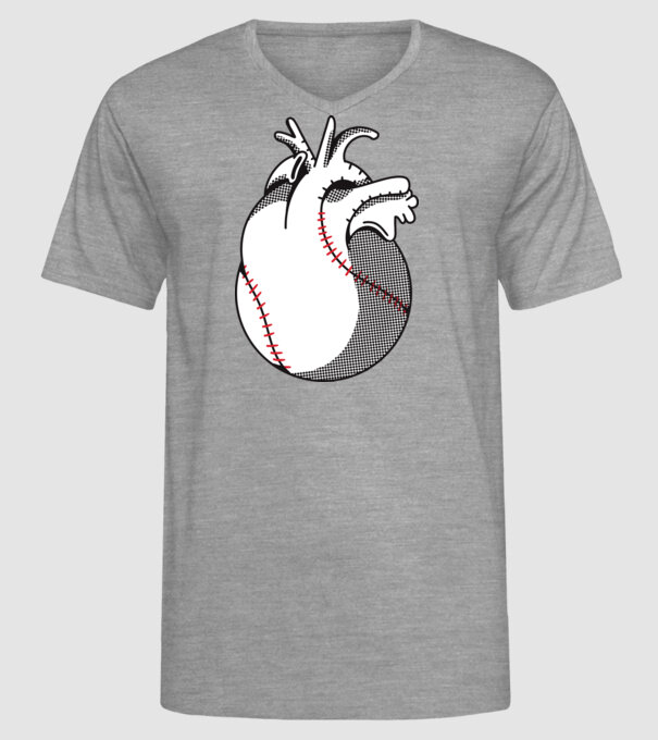 Inimă Baseball model gri pe tricou