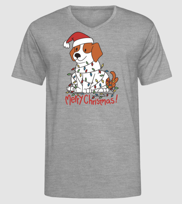 Beagle Crăciun Fericit! model gri pe tricou