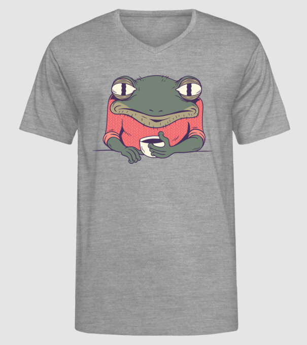 Broască Cafea model gri pe tricou