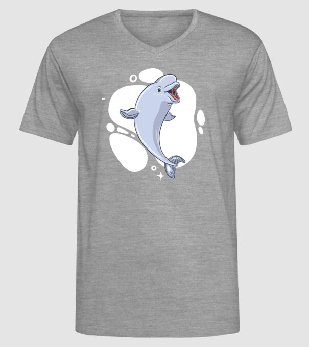 Balenă Beluga model gri pe tricou