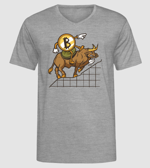 Taur Bitcoin model gri pe tricou