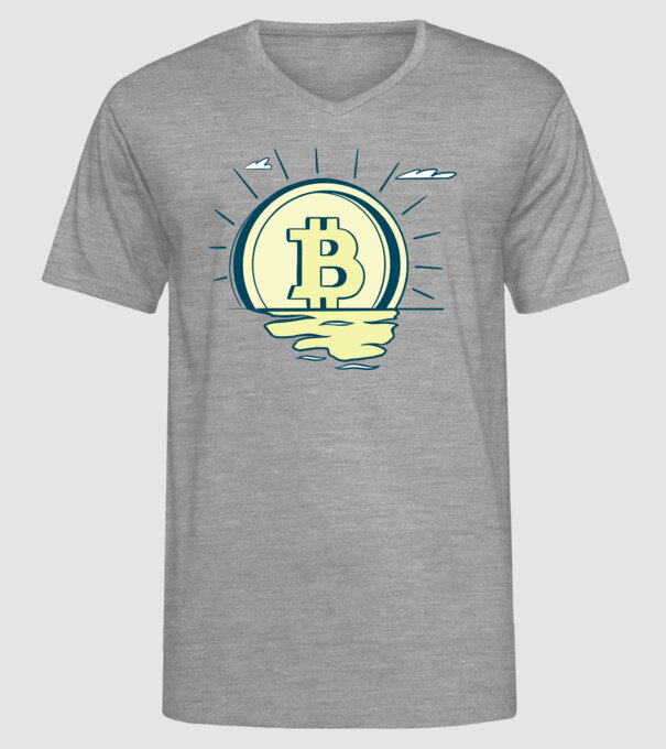 Bitcoin sunrise model gri pe tricou