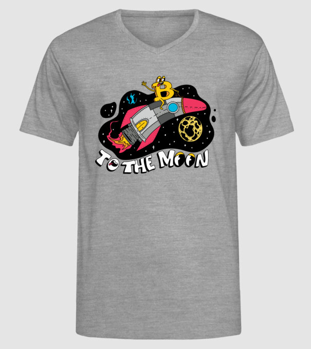 Bitcoin to the moon model gri pe tricou