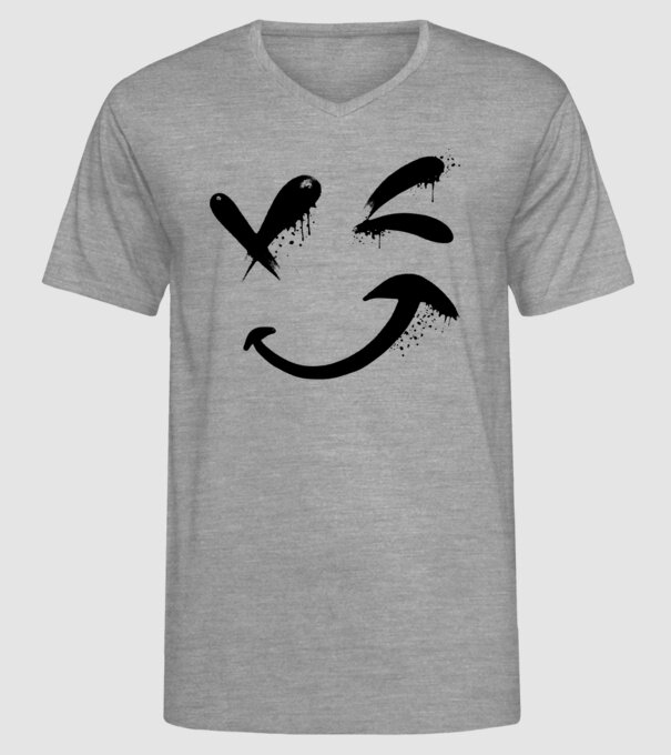 Emoji fericit Râs model gri pe tricou