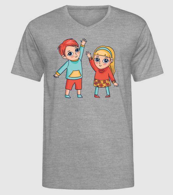 Copii fericiți model gri pe tricou