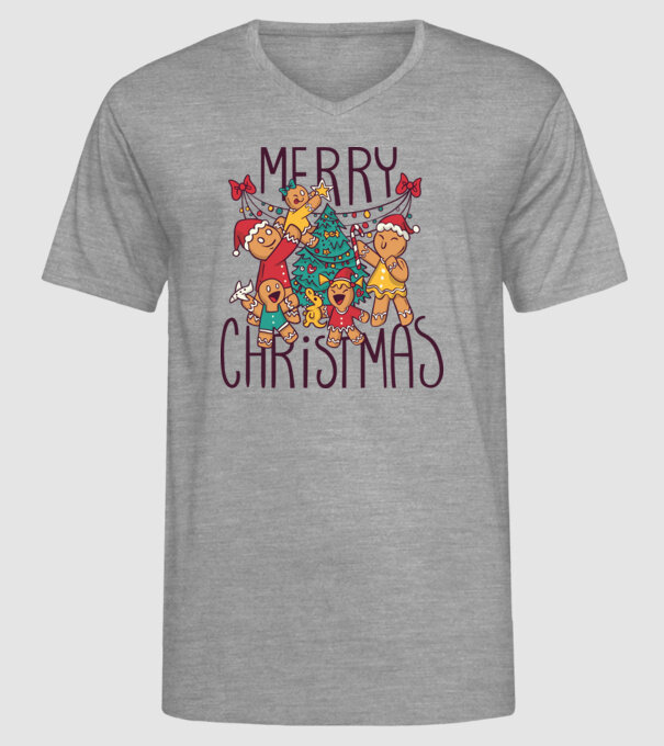 Crăciun Fericit model gri pe tricou