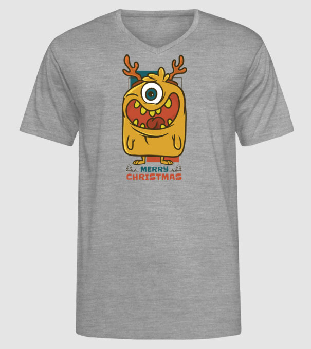 Crăciun Fericit Monstru model gri pe tricou
