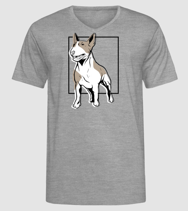 Tricou cu Câine Bull Terrier model gri pe tricou