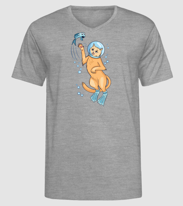 Pisică Scafandru model gri pe tricou
