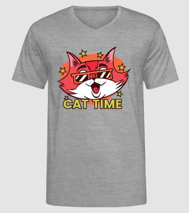Cat Time Momentul pisicii model gri pe tricou