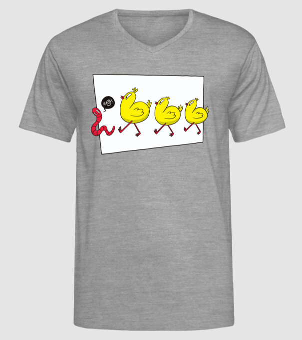 Pui cu vierme model gri pe tricou