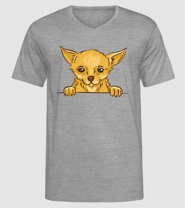 Cap de Chihuahua model gri pe tricou