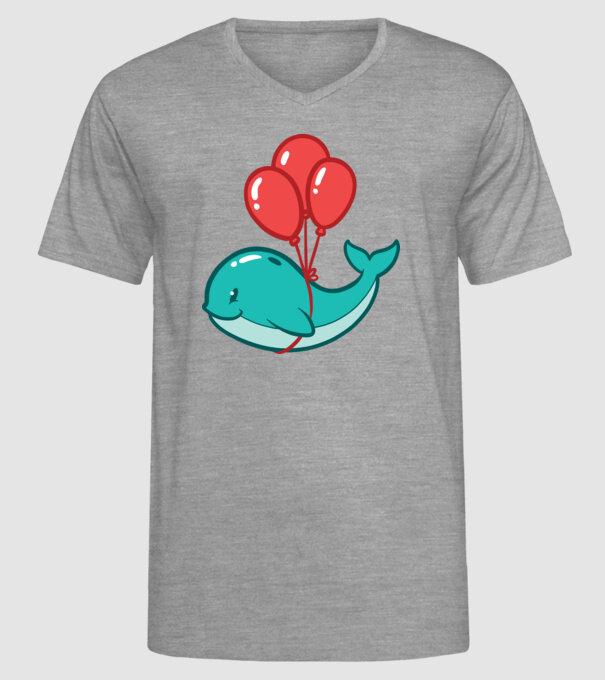 Balenă Drăguță cu Balon model gri pe tricou