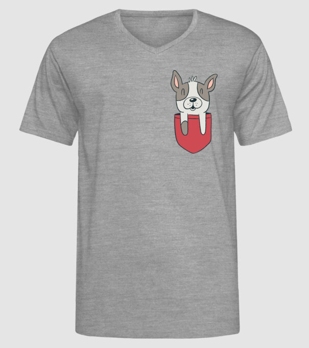 Buzunar pentru Bulldog francez drăguț model gri pe tricou