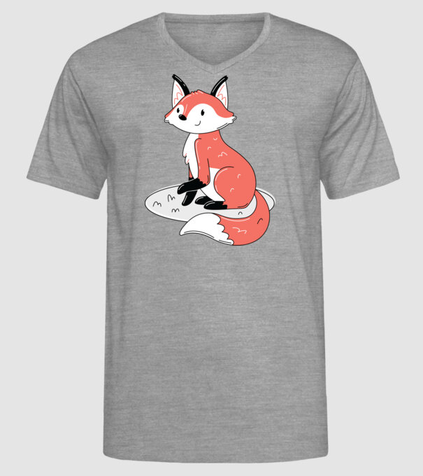 Vulpe drăguță model gri pe tricou