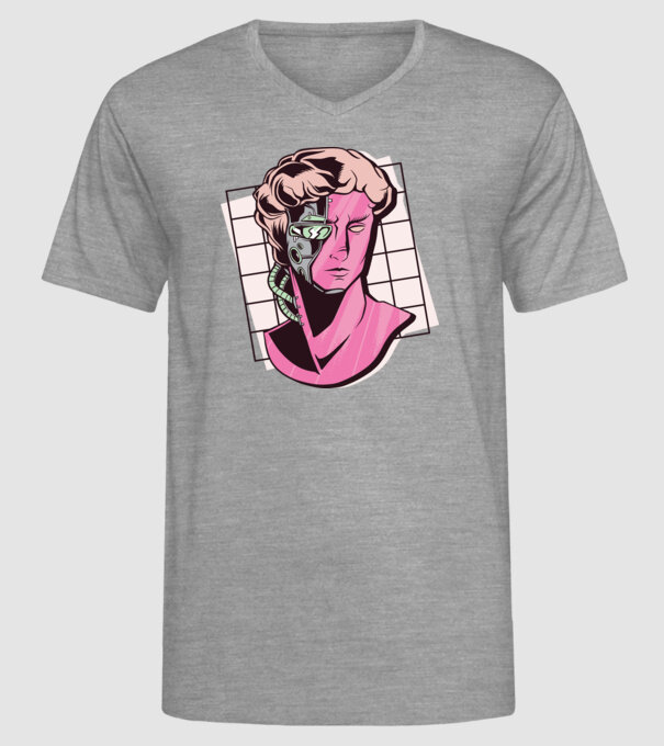 Statuie Cyborg model gri pe tricou