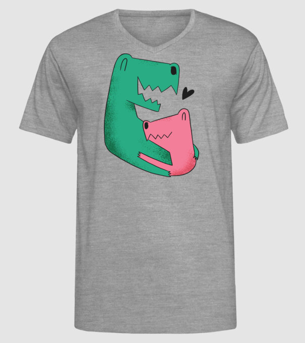 Dinozaur Tată Fiu model gri pe tricou