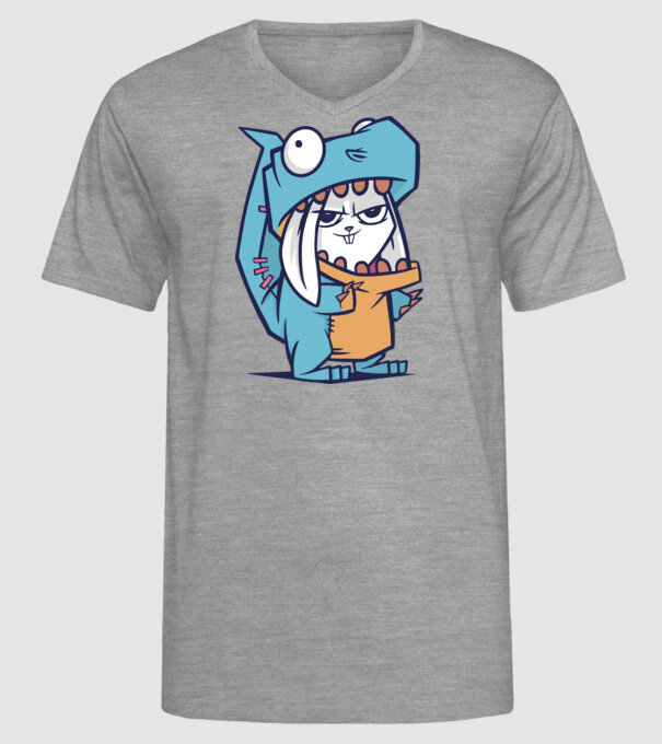 Costum de dinozaur model gri pe tricou