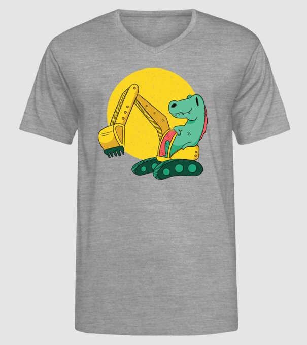 Excavator dinozaur model gri pe tricou