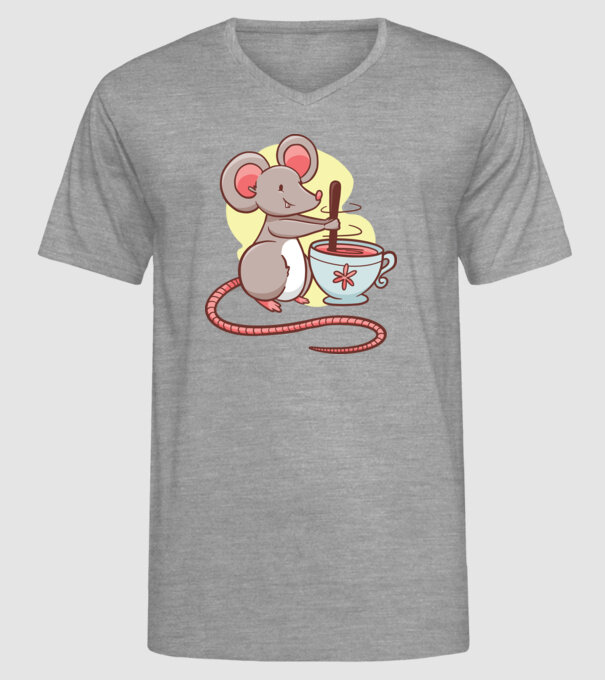 Șoarece cu ceai model gri pe tricou